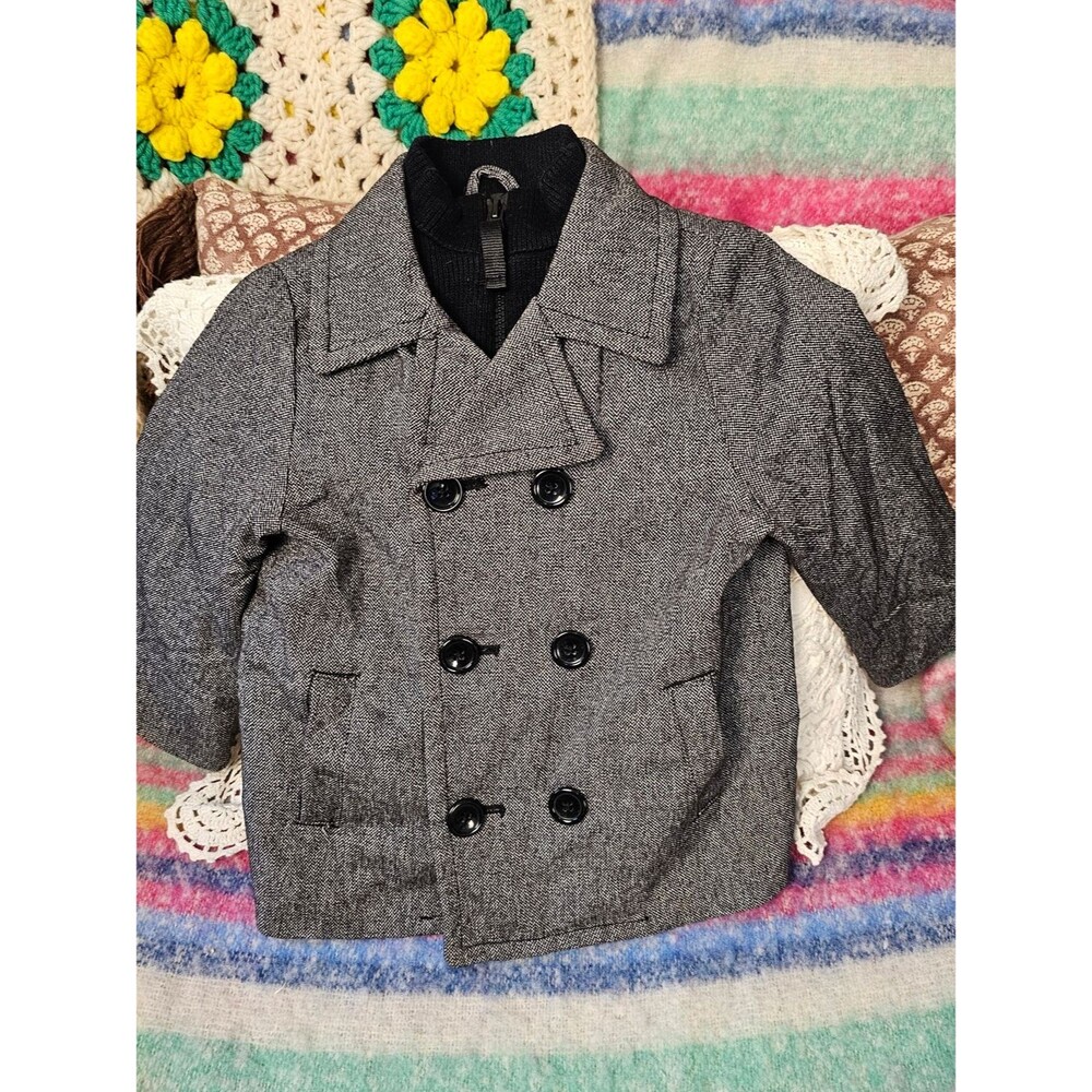 Cherokee Boys Gray Peacoat Jacket Double Breasted Full Zip Size 2T